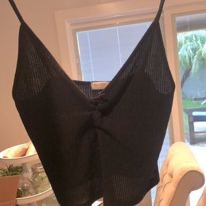 Cute black front tie, ribbed tank top